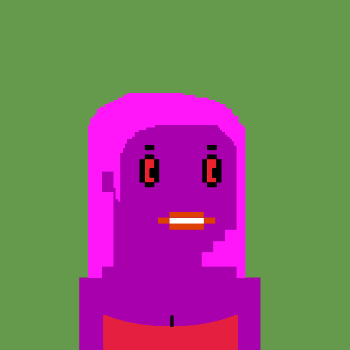 Purple Martian Pixelito with pink hair